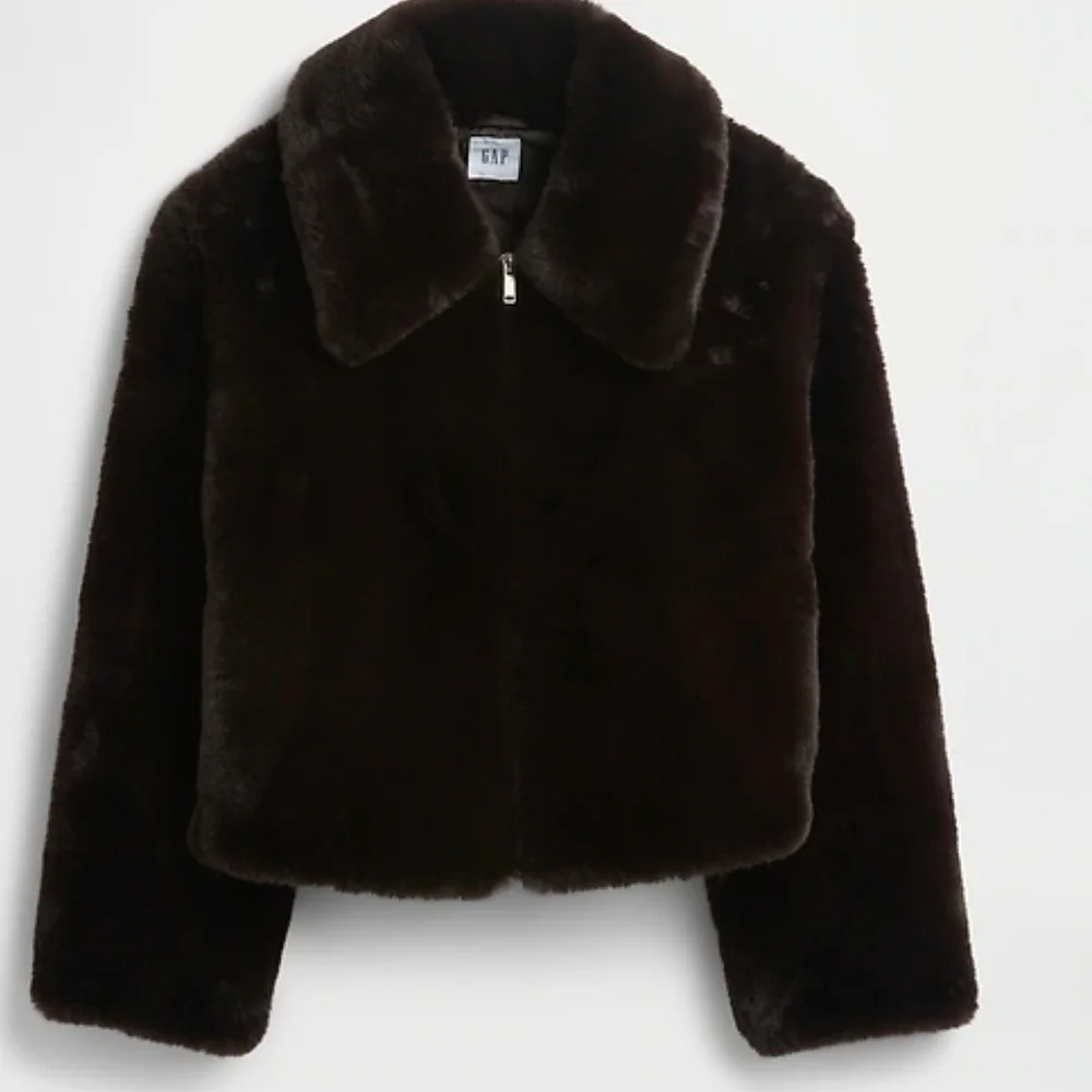 GAP Dark Brown Faux Fur Jacket - Picture 1 of 12